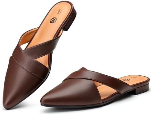 Rekayla Women's Mules Closed Pointed Toe Flats Backless Loafers Shoes for Women