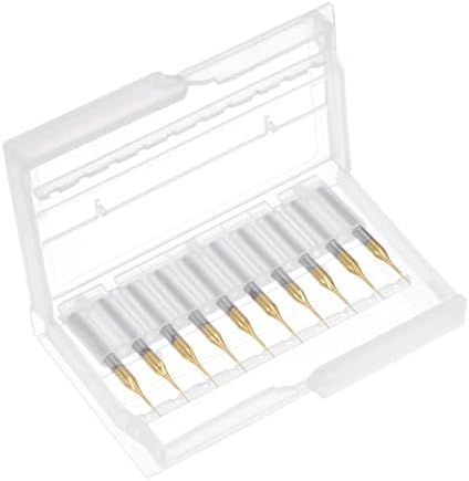 uxcell 10Pcs 0.3mm Titanium Coat Carbide End Mill Engraving Milling Cutter CNC Router Bits for PCB Machine, 1/8" Shank