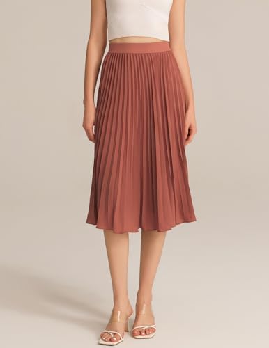 GRACE KARIN Pleated Midi Skirt for Women Chiffon A-Line Outfits