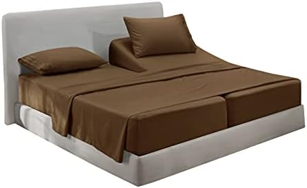Hearth & Harbor Split King Size Sheets - 5 Piece Bed Sheet Set, Hotel Luxury Double Brushed Bed Sheets - Extra Soft Bedding Sheets & Pillowcases, Split King, Brown