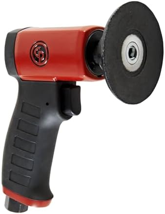 Chicago Pneumatic CP7202D Kit - Air Rotary Sander Tool, Home Improvement, Woodworking Tools, Polisher, Rust Removal, Rotary Tool, Pistol Handle, Hook & Loop, 3 Inch (75 mm), 0.2 HP/ 150W - 15000 RPM, One Size, Factory