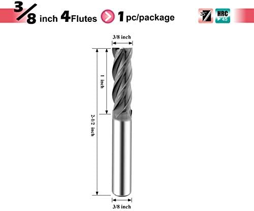 SPEED TIGER Micrograin Carbide Square End Mill - 4 Flute - ISE3/8 4T (1 Piece, 3/8") - for Milling Alloy Steels, Hardened Steel, Metal & More – Mill Bits Sets for DIYers & Professionals