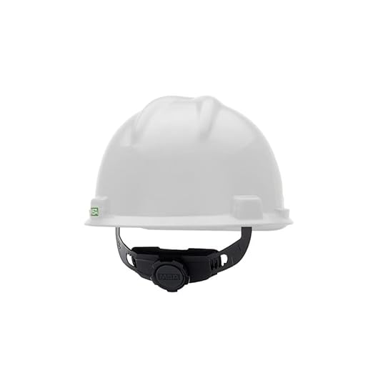 MSA 477477 V-Gard Cap Style Safety Hard Hat With Fas-Trac III Ratchet Suspension | Polyethylene Shell, Superior Impact Protection, Self Adjusting Crown Straps - Small Size in White