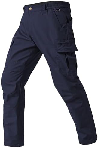 Mens Cargo Work Pants Durable Ripstop Tactical Pants with 7 Pockets Outdoor Water Resistant Hiking Woking Construction Pants