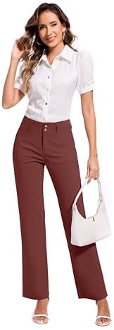 KICZOY Women Dress Pants Stretch Business Straight Leg with Pockets Wear to Work Casual 2026 Suitpants