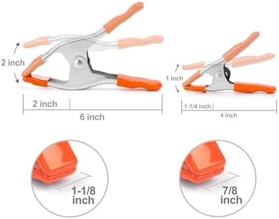 PONY 6" & 4" Heavy Duty Metal Spring Clamps with Protective Tips, 10-Piece