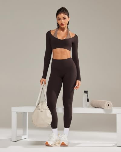 SUUKSESS Women 2 Piece Workout Sets Double Layer Padded Pilates Outfits