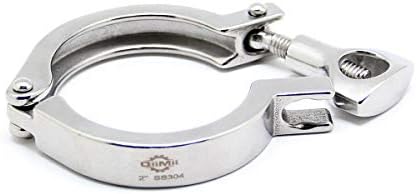 QiiMii 13MHHM Stainless Steel 304 Single Pin Heavy Duty Tri Clamp with Wing Nut for Ferrule TC 2"(2 Inch)