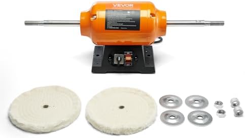 VEVOR 1/2HP Bench Buffer Polisher, 8-inch Bench Polishing Buffing Machine, 1725RPM/3450RPM Dual Speed Benchtop Polisher with 2PCS Cotton Wheels & Cast Iron Base for Metal, Jewelry, Wood Polishing