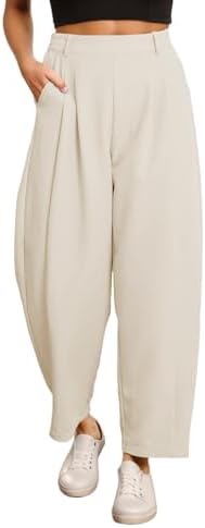 EVALESS Womens Wide Leg Barrel Pants with Pockets