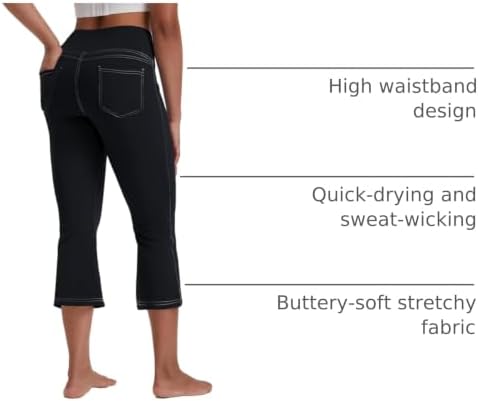VOOVEEYA Women's Bootcut Leggings - Bootleg Yoga Pants Flare with 4 Pockets