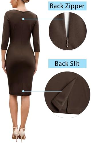 VFSHOW Womens Work Business Office Zipper Up Slim Bodycon Sheath Dress