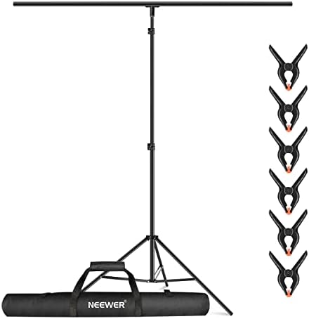 Neewer T-Shaped Background Backdrop Support Stand Kit, 8.5ft/2.6m Tall Adjustable Tripod Stand and 5ft/1.5m Wide Crossbars with 6 Spring Clamps and 1 Carrying Bag for Studio Photo Video Photography