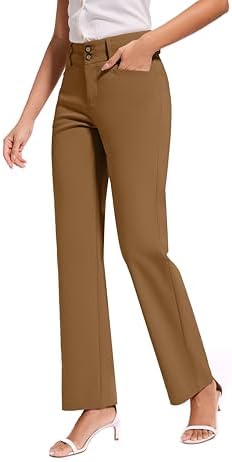 KICZOY Women Dress Pants Stretch Business Straight Leg with Pockets Wear to Work Casual 2026 Suitpants