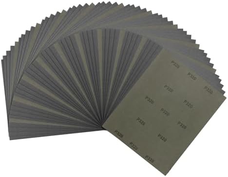 50Pcs Sand Paper 9x11Inch 320Grit Silicon Carbide Sandpaper Sheets