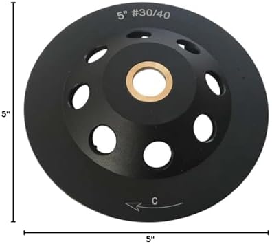 5" Diamond Grinding Wheel 6 Arrow Seg for Concrete & Coating 7/8"-5/8"