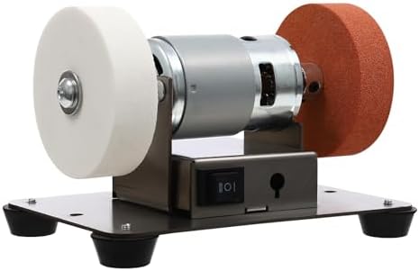 Mini Benchtop Sander Electric Bench Grinder Spindle Sander Low Noise Polishing Grinding Machine 7 Adjustable Speed Small Grinder for Woodworking Knife Making Crafts DIY