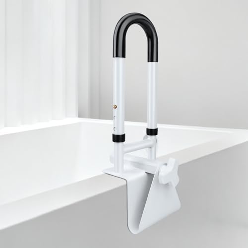 Windspeed Height Adjustable Bathtub Safety Grab Bar for Seniors Bathtub Rails Handles Shower Grab Bars for Elderly, Disabled, Assistance Getting in and Out of Tub, Fits 3.1 to 6.7 Inch Tub Walls