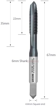 Tools M4 x 0.7 Spiral Point Threading Tap, Metric Machine Threading Tap High Speed Steel Cobalt(HSSCo) with AlTiN Coating, Round Shank with Square End， H2 Tolerance, 2pcs
