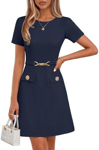MEROKEETY Women's Summer Business Casual Work Office Mini Dress