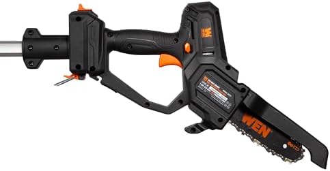 WEN 20V Max Cordless 2-in-1 6-Inch Chainsaw and Pole Saw with 12.3-Foot Reach, 4Ah Battery and Charger (20751)