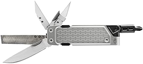 Gerber Gear Lockdown Driver 7-in-1 EDC Multitool - 2.5" Plain Edge Blade, Scissors, Bit Driver - Gifts for Men, Everyday Carry Gear and Survival Equipment - Silver
