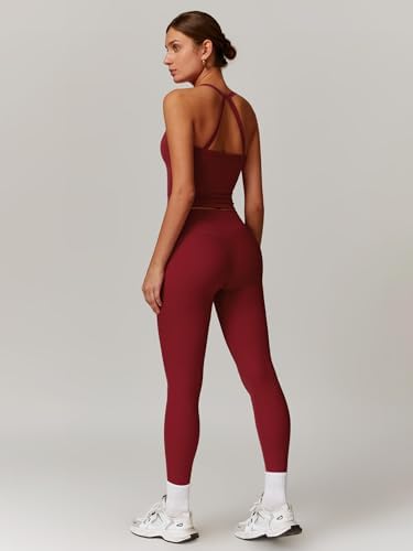 ABOCIW Workout Sets for Women 2 Piece Padded Sports Bra Tank Top High Waist Leggings Sets Gym Yoga Work Out Clothes