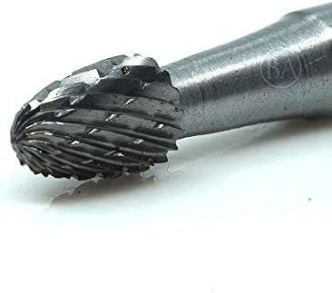 Benchmark Abrasives 6” Oval/Egg Shape Double Cut Tungsten Carbide Die Grinder Bits Metal Deburring Tool Rotary Burr, 1/4 Inch Shaft, Engraving Tool for Woodworking Shaping Carving (SE-1)