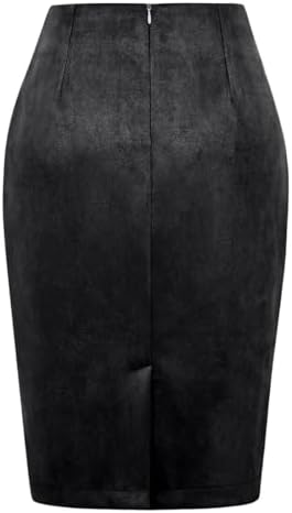 IDEALSANXUN Plaid Skirts for Women Fall Winter Knee Length Pencil Wool Skirt with Slit
