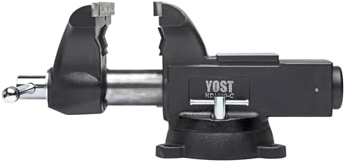 Yost HD1000-C Heavy Duty 10-Inch Mechanics Work Bench Vise | Heavy Duty Woodworking & Metal Work Table with Secure Grip Swivel Base | 60,000 PSI Casting Iron Material with Extra-large Anvil Surface