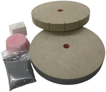 Keen Edge Knife Sharpening Wheel System – 6” Sharpening & Honing Wheels Kit for Bench Grinder – Includes Rouge, Lubricant & Abrasive Compound – Fits 1/2” or 5/8” Shafts (WKS600)