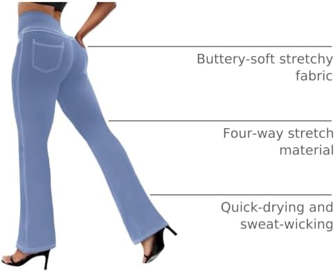 VOOVEEYA Women's Bootcut Leggings - Bootleg Yoga Pants Flare with 4 Pockets