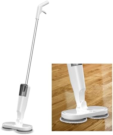 Electric Mop Lightweight Cordless Electric Mop with Water Sprayer, Rechargeable for Hardwood Tile Marble Floors (White)