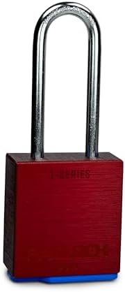 PACLOCK's 1-Series Padlock, UCS, 1/4" Diameter Hard. Stainless Steel Shackle, 2-1/2" Tall, High Performance 6-Pin Cylinder, Keyed Differently w/ 2 Keys, Red