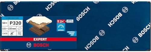 Bosch Professional 50x Expert C470 Sandpaper (for Hardwood, Paint on Wood, 115x230 mm, Grit 320, Accessories Orbital Sander)