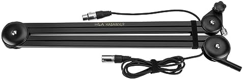 H&A H&A Broadcast Boom Arm with Internal Springs and Integrated 10' XLR Cable Desk Mic Stand, Microphone Stand with Clamp, All Purpose Mic Boom Arm, Black