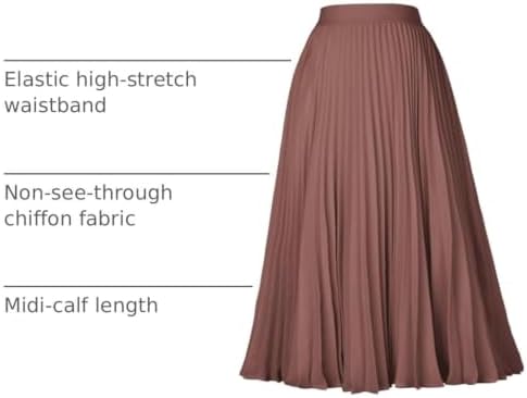 GRACE KARIN Pleated Midi Skirt for Women Chiffon A-Line Outfits