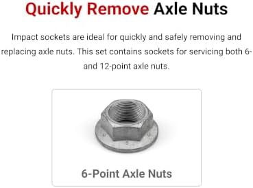 TEKTON 1/2 Inch Drive Axle Nut Impact Socket Set, 7-Piece | SID92340 | (29 - 38 mm), Deep, 6-Point, Case