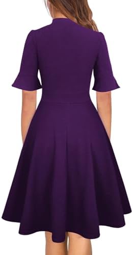 Women Summer Floral Ruffle Sleeve Wear to Work Church Wedding Guest Party Dresses