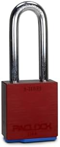 PACLOCK's 3-Series Padlock, Standard Rekeyable (SR), 3/8" Diameter Hard. Stainless Steel Shackle, 2-1/2" Tall, Keyed Differently w/ 2 Keys, Red