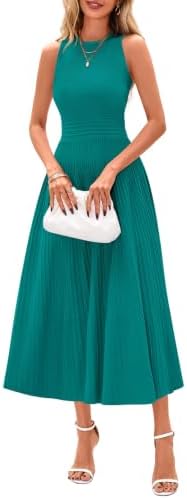 PRETTYGARDEN Women's Summer Pleated Midi Work Dress