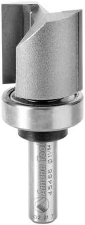 Amana Tool 45466 Carbide Tipped Flush Trim Plunge Template Router Bit 1 Inch Dia x 1 Inch x 3/8 Shank with Upper Ball Bearing