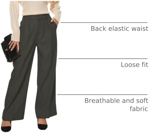 KICZOY Women Casual Wide Leg Dress Pants High Waist Lightweight Flowy Pants