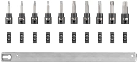 TEKTON 3/8 Inch Drive Torx Impact Bit Socket Set, 10-Piece | SIB91103 | (T20 - T60), Socket Rail