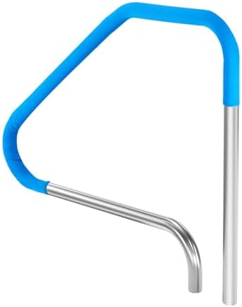 VEVOR Pool Handrail,46 x 37 inch Pool Railing, Stainless Steel (Pre-Built) for Indoor/Outdoor Pools,Swimming Pool Railing for Decks,Rust-Proof Grab Bar with Blue Grip Cover&Accessories for Spas