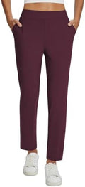 baleaf Womens Business Casual Pants Stretch Travel Pants On Airport with Zipper Pockets Dressy Slacks Golf Work Pull on