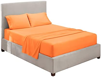 Hearth & Harbor Full XL Size Sheets - 4 Piece Bed Sheet Set, Hotel Luxury Double Brushed Bed Sheets - Extra Soft Bedding Sheets & Pillowcases, Full XL, Apricot Orange
