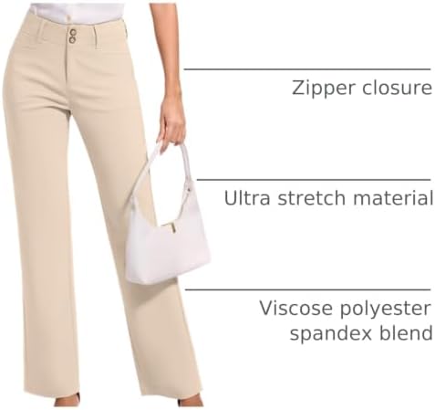 KICZOY Women Dress Pants Stretch Business Straight Leg with Pockets Wear to Work Casual 2026 Suitpants