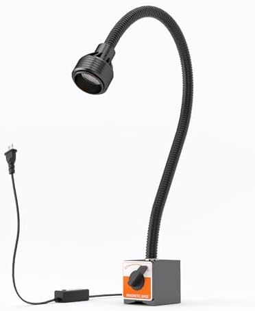 Dimmable Magnetic Light, 1320 Lumen 120v Flexible Gooseneck Work Light with Adjustable Magnetic Base for Lathe CNC Milling Drill PressSewing Machine Industrial Lighting, 12W