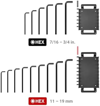 TEKTON Flat End Hex L-Key Set, 15-Piece | KLX92301 | (7/16 - 3/4 in., 11 - 19 mm), Manganese Phosphate Finish, Rack